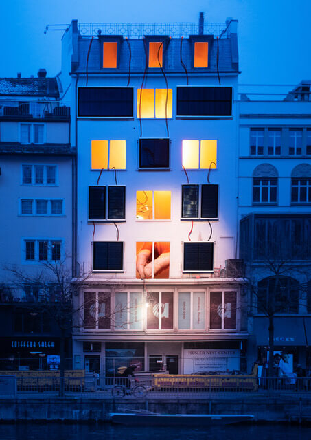 Cortis & Sonderegger: Collage Fassade mit Solarpanelen